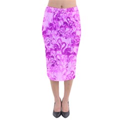 Flamingo Pattern Velvet Midi Pencil Skirt by ValentinaDesign