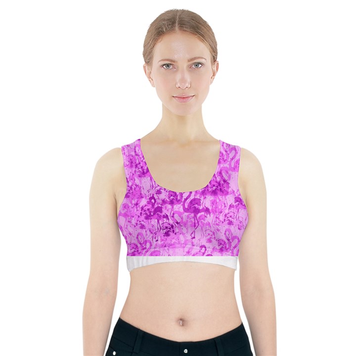 Flamingo pattern Sports Bra With Pocket