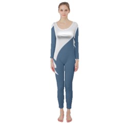 Blue White Hill Long Sleeve Catsuit by Mariart