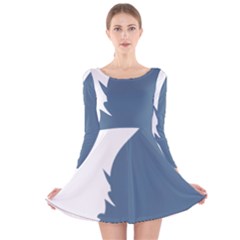 Blue White Hill Long Sleeve Velvet Skater Dress by Mariart