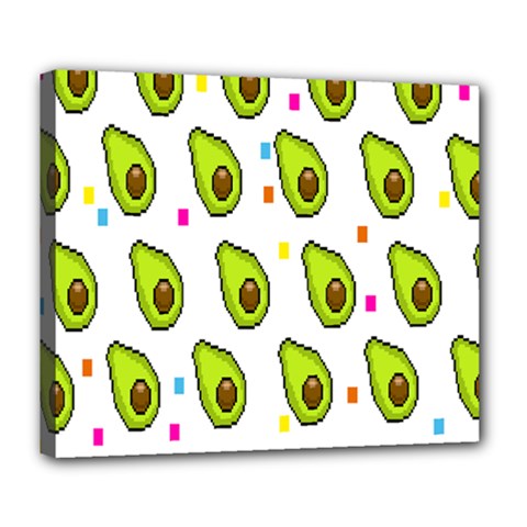 Avocado Seeds Green Fruit Plaid Deluxe Canvas 24  X 20   by Mariart