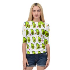 Avocado Seeds Green Fruit Plaid Quarter Sleeve Tee