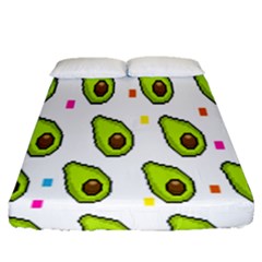 Avocado Seeds Green Fruit Plaid Fitted Sheet (queen Size)