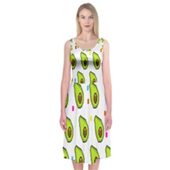 Avocado Seeds Green Fruit Plaid Midi Sleeveless Dress by Mariart