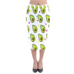 Avocado Seeds Green Fruit Plaid Velvet Midi Pencil Skirt by Mariart