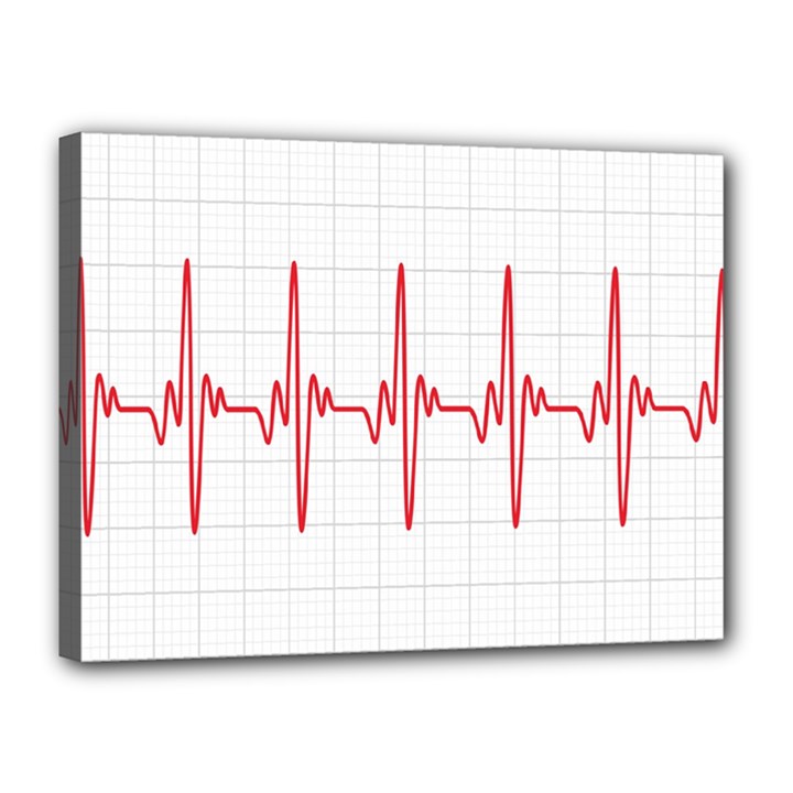 Cardiogram Vary Heart Rate Perform Line Red Plaid Wave Waves Chevron Canvas 16  x 12 