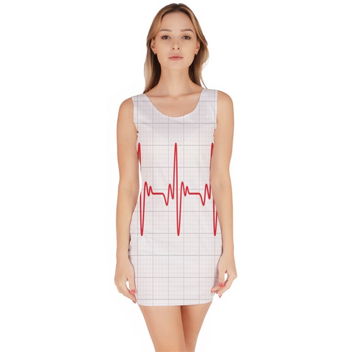 Cardiogram Vary Heart Rate Perform Line Red Plaid Wave Waves Chevron Sleeveless Bodycon Dress