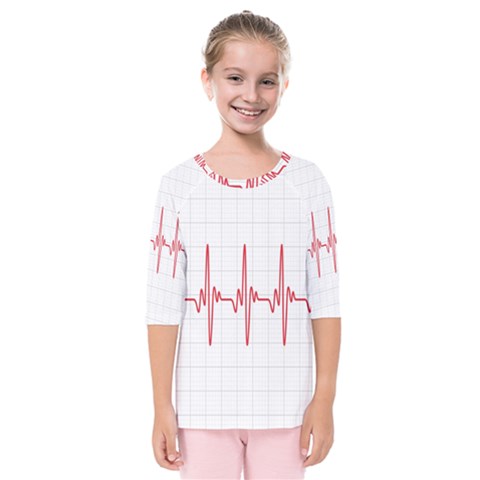 Cardiogram Vary Heart Rate Perform Line Red Plaid Wave Waves Chevron Kids  Quarter Sleeve Raglan Tee by Mariart