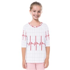 Cardiogram Vary Heart Rate Perform Line Red Plaid Wave Waves Chevron Kids  Quarter Sleeve Raglan Tee