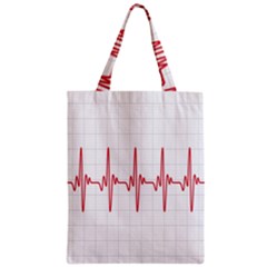 Cardiogram Vary Heart Rate Perform Line Red Plaid Wave Waves Chevron Zipper Classic Tote Bag by Mariart