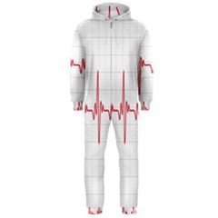 Cardiogram Vary Heart Rate Perform Line Red Plaid Wave Waves Chevron Hooded Jumpsuit (men)  by Mariart