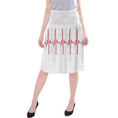 Cardiogram Vary Heart Rate Perform Line Red Plaid Wave Waves Chevron Midi Beach Skirt by Mariart