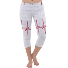 Cardiogram Vary Heart Rate Perform Line Red Plaid Wave Waves Chevron Capri Yoga Leggings by Mariart