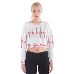 Cardiogram Vary Heart Rate Perform Line Red Plaid Wave Waves Chevron Cropped Sweatshirt by Mariart