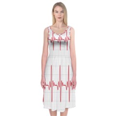 Cardiogram Vary Heart Rate Perform Line Red Plaid Wave Waves Chevron Midi Sleeveless Dress by Mariart