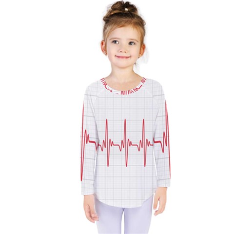 Cardiogram Vary Heart Rate Perform Line Red Plaid Wave Waves Chevron Kids  Long Sleeve Tee by Mariart