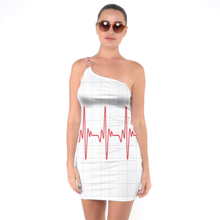 Cardiogram Vary Heart Rate Perform Line Red Plaid Wave Waves Chevron One Soulder Bodycon Dress