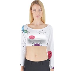 Atomic Starbursts Circle Line Polka Long Sleeve Crop Top by Mariart