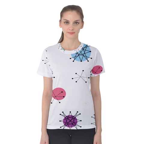 Atomic Starbursts Circle Line Polka Women s Cotton Tee by Mariart