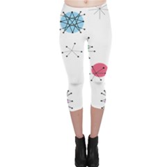 Atomic Starbursts Circle Line Polka Capri Leggings  by Mariart