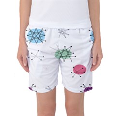 Atomic Starbursts Circle Line Polka Women s Basketball Shorts by Mariart