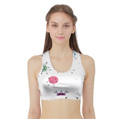 Atomic Starbursts Circle Line Polka Sports Bra With Border by Mariart