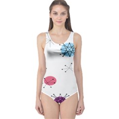 Atomic Starbursts Circle Line Polka One Piece Swimsuit by Mariart