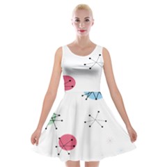 Atomic Starbursts Circle Line Polka Velvet Skater Dress by Mariart