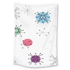 Atomic Starbursts Circle Line Polka Large Tapestry