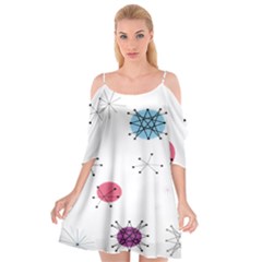 Atomic Starbursts Circle Line Polka Cutout Spaghetti Strap Chiffon Dress