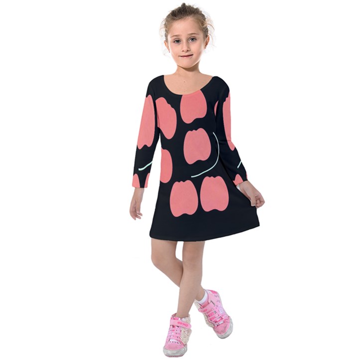 Craft Pink Black Polka Spot Kids  Long Sleeve Velvet Dress