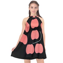 Craft Pink Black Polka Spot Halter Neckline Chiffon Dress 