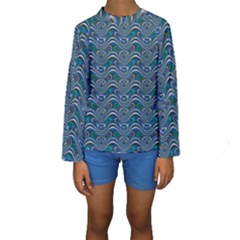 Boomarang Pattern Wave Waves Chevron Green Line Kids  Long Sleeve Swimwear by Mariart