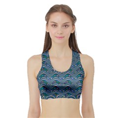 Boomarang Pattern Wave Waves Chevron Green Line Sports Bra With Border