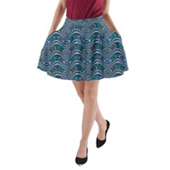 Boomarang Pattern Wave Waves Chevron Green Line A-line Pocket Skirt by Mariart