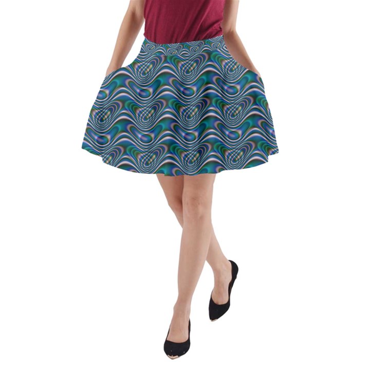 Boomarang Pattern Wave Waves Chevron Green Line A-Line Pocket Skirt