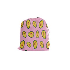 Fruit Avocado Green Pink Yellow Drawstring Pouches (small)  by Mariart