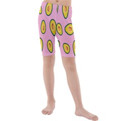 Fruit Avocado Green Pink Yellow Kids  Mid Length Swim Shorts by Mariart