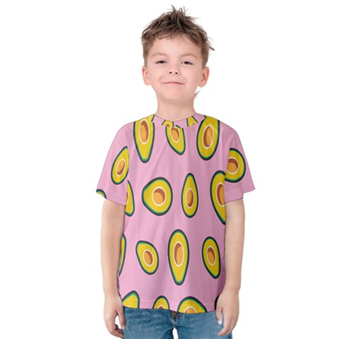 Fruit Avocado Green Pink Yellow Kids  Cotton Tee by Mariart