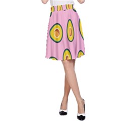 Fruit Avocado Green Pink Yellow A-line Skirt