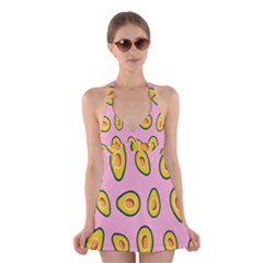 Fruit Avocado Green Pink Yellow Halter Swimsuit Dress by Mariart