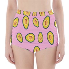 Fruit Avocado Green Pink Yellow High-waisted Bikini Bottoms by Mariart