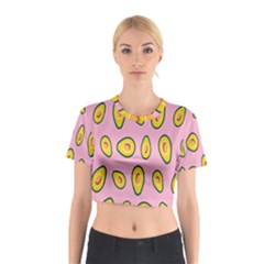 Fruit Avocado Green Pink Yellow Cotton Crop Top by Mariart