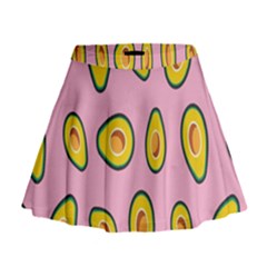 Fruit Avocado Green Pink Yellow Mini Flare Skirt by Mariart