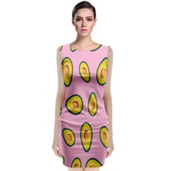 Fruit Avocado Green Pink Yellow Sleeveless Velvet Midi Dress by Mariart