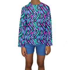 Circle Purple Green Wave Chevron Waves Kids  Long Sleeve Swimwear by Mariart