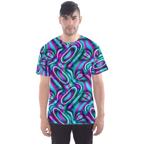 Circle Purple Green Wave Chevron Waves Men s Sport Mesh Tee by Mariart