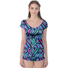 Circle Purple Green Wave Chevron Waves Boyleg Leotard  by Mariart