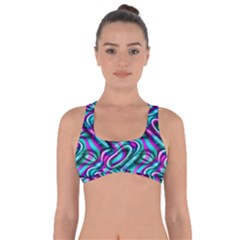 Circle Purple Green Wave Chevron Waves Got No Strings Sports Bra