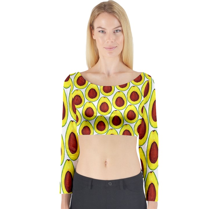 Avocados Seeds Yellow Brown Greeen Long Sleeve Crop Top